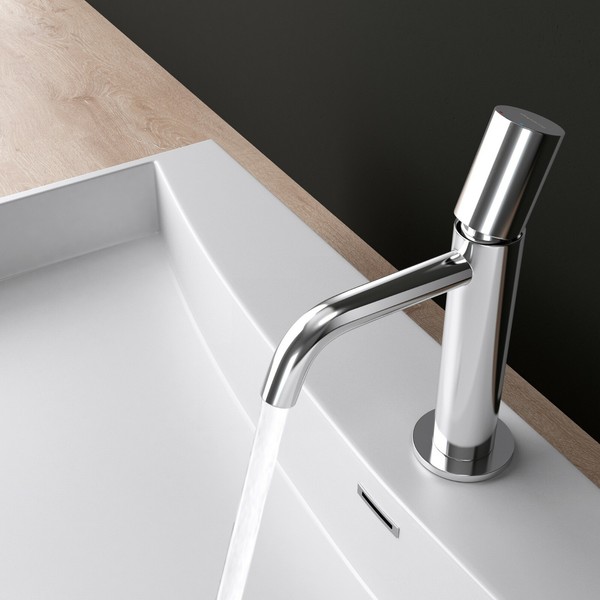Bad Armatur Silber Einhebelmischer Wasserhahn Messing Verchromt Badarmatur 7701S-image