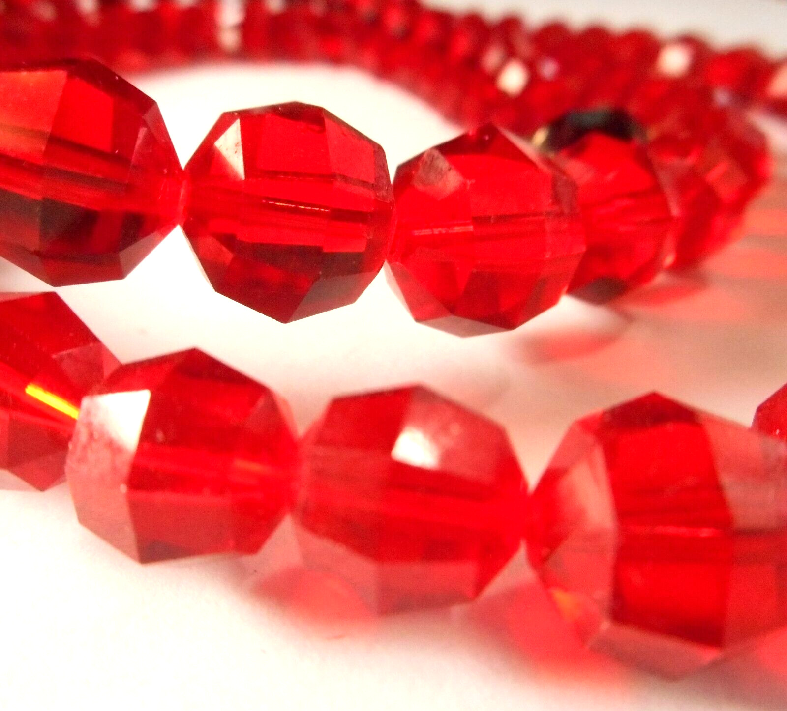 Red Crystal Double Strand Statement Necklace Gold… - image 8