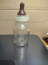 Vintage Embossed SIMILAC 20 BABY FORMULA 4oz Glass Jar  Original lid And Nipple