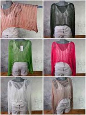 ♥️Italy Lochpulli Lochmuster Pulli Strick Oversize Netzpullover Shirt bis Gr. 42