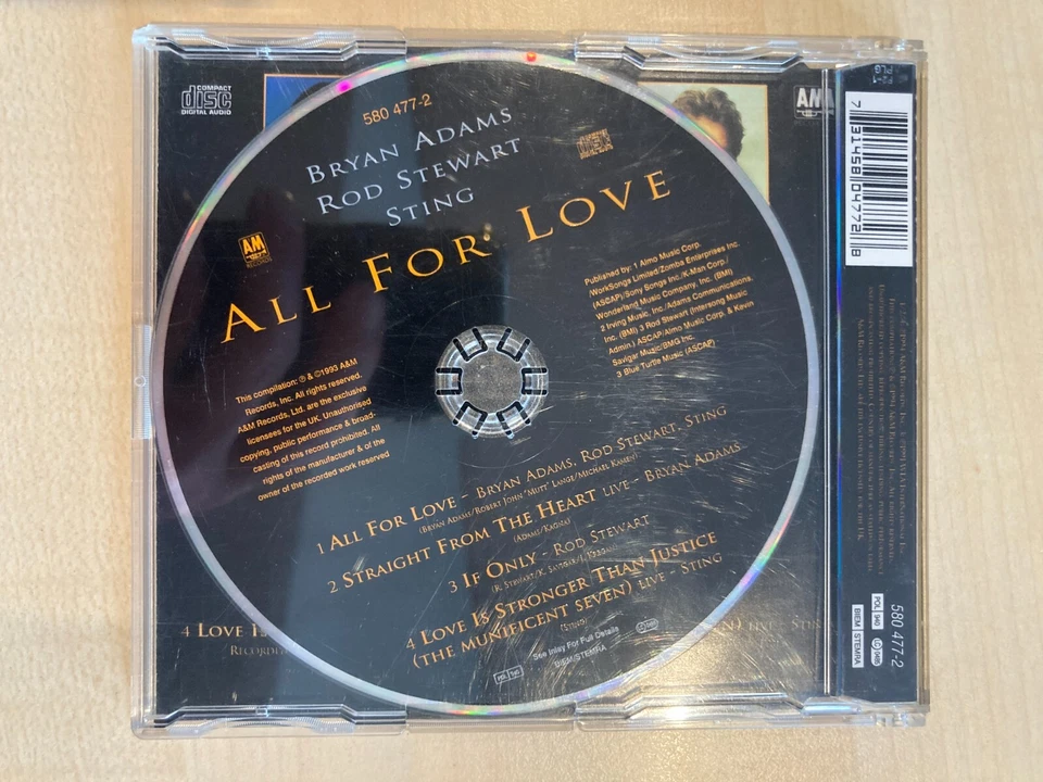Bryan Adams + Rod Stewart + Sting - All For Love (Maxi-CD 1994) Three Musketeers - Bild 3 von 3