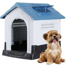 Waterproof Pet Dog House Puppy Shelter Kennel w/ Roof Skylight  Elevated Floor