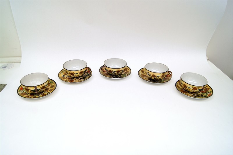 Lot of 5 Nippon Fine China Teacup & Saucer Sets Hand Painted Japan B6962