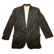 Black Cashmere Sport Coat Men 42R Two-Button Blazer Jacket Made in USA Preppy