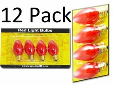 12 Pack Set of 4 Small Red Light Bulbs for Christmas or Events