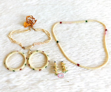 Vintage Original Necklace Jewelry Set With White Beads Old Collectible 6Pcs J193
