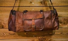 Leather Night Bag Travel Gym Luggage Weekend Vintage Seesa...