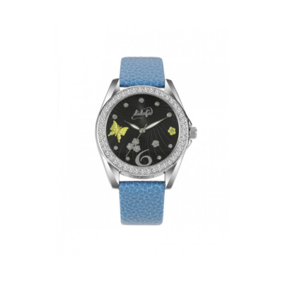Damenuhr DIDOFA' PAPILLON DF-3019D Leder Blau Schwarz Swarovski 3D