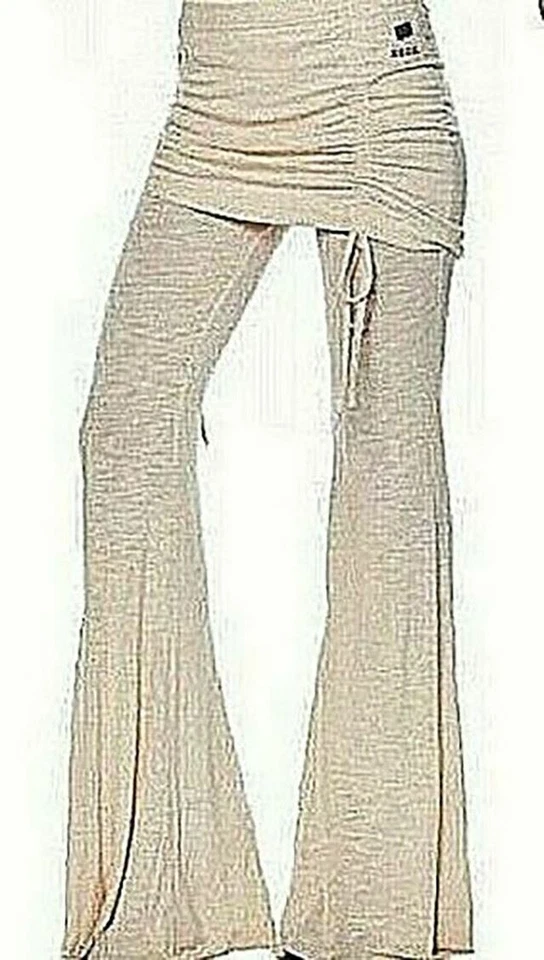 PEACE LOVE WOMEN'S WORLD PANTS FLARE FASHION BELL BOTTOMS LEG IVORY MRSP $128 - Image 4 of 4