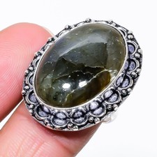 Natural Labradorite Gemstone 925 Sterling Silver Jewelry Ring Size 9 US 