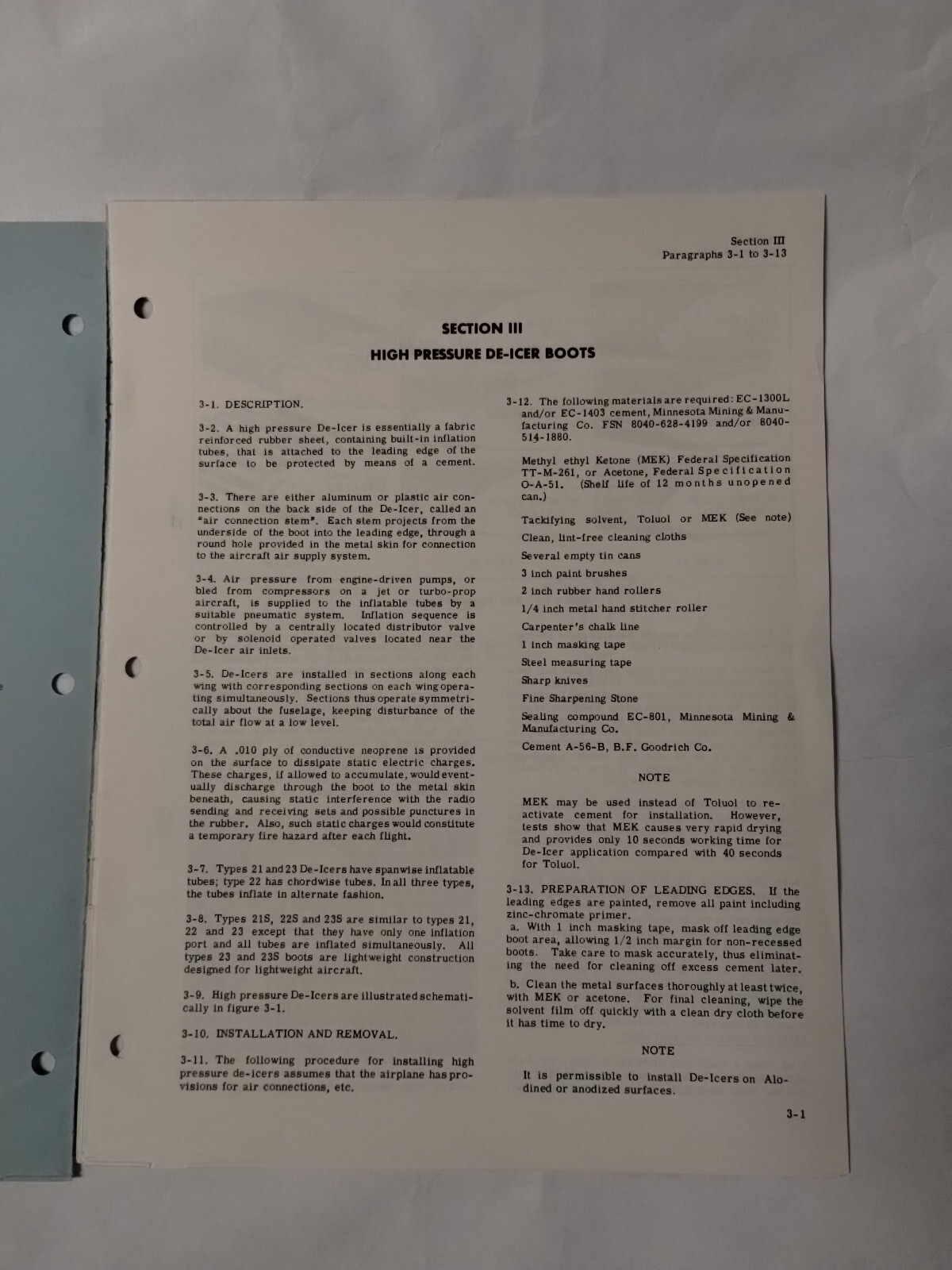 B. F Goodrich High Pressure Pneumatic De-Icers Maintenance Instructions-Original