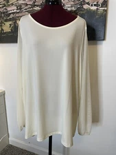 3X Cream Women Top Sheer Sleeves 
