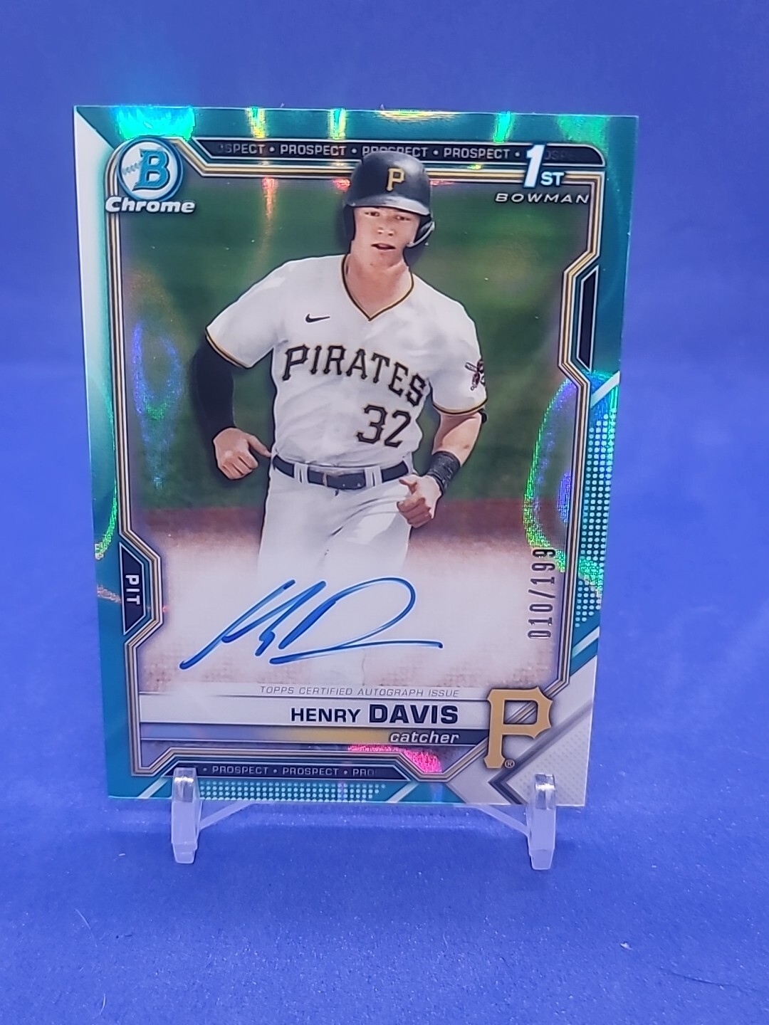 2021 Bowman Chrome Henry Davis 1st Auto Aqua Refractor /199
