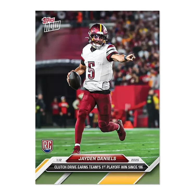 2024 Topps Now Jayden Daniels “Clutch Drive Earns Teams 1st Playoff Win” 22 RC