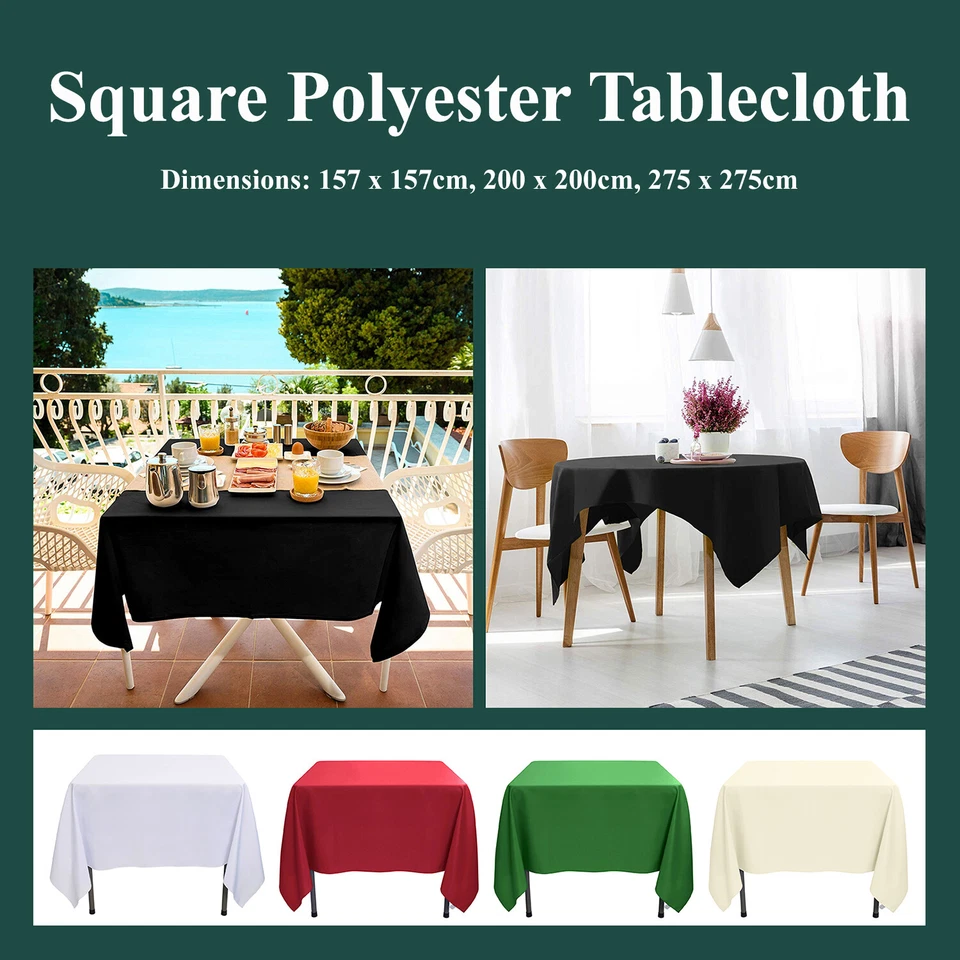 Square Polyester Tablecloth 200GSM Wedding Event Party Banquet Tableware Covers