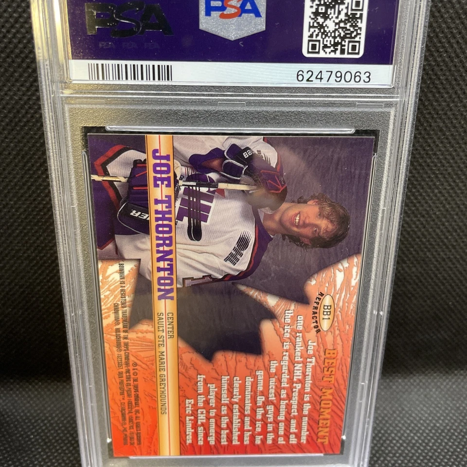 🔥Joe Thornton Rookie 1997-98 Bowman Best Refractor #BB1 PSA 9 Population Only 2 - Image 2 of 4