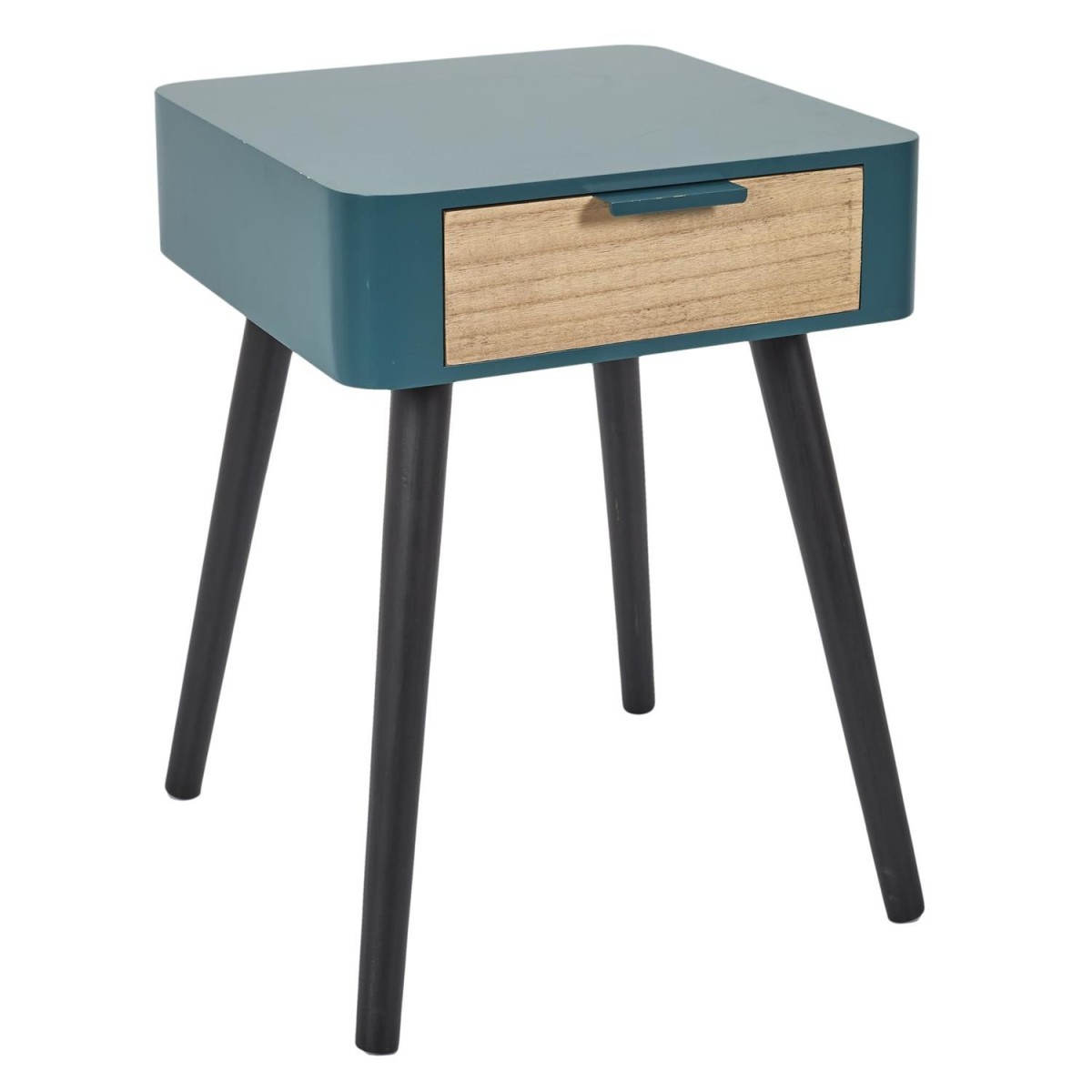 Meuble de chevet bleu canard en bois 48cm pour en finir avec le désordre du lit