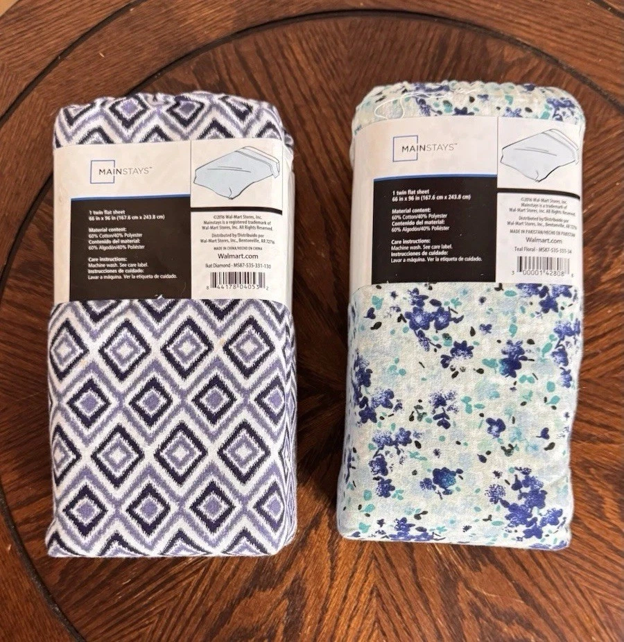 2 New Mainstays Twin Flat Sheets (200 Thread Count) - Image 2 of 2