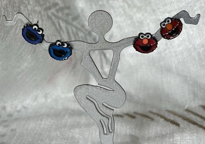 Elmo & Cookie Monster Stud Earrings 2 Pairs