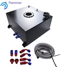 15 Gallon Aluminum Fuel Cell Gas Tank+cap+level Sender+steel Fuel Line Kit Black