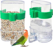 2 Pcs Automatic Bird Water Dispenser, Feeder, Bottles Parrot Green 