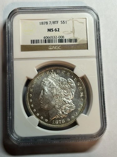 1878 7/8TF Strong Morgan Silver Dollar NGC MS62 Tougher Variety Semi PL Fields