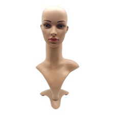 Female: Plastic Realistic Female Mannequin Head with Rotating Base – Display
