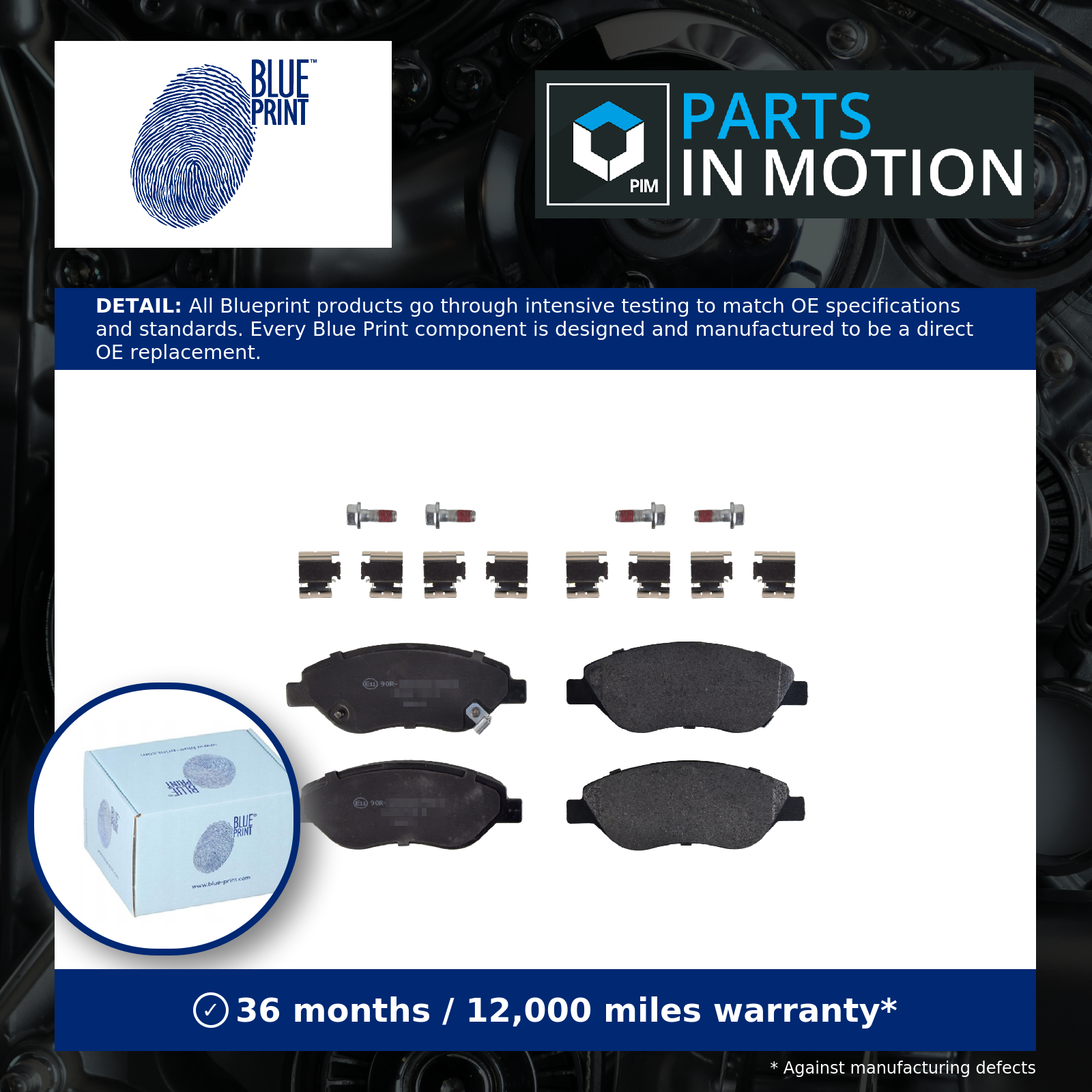 Brake Pads Set fits FIAT TIPO 356, 357 1.6D Front 2015 on Blue Print 77367923