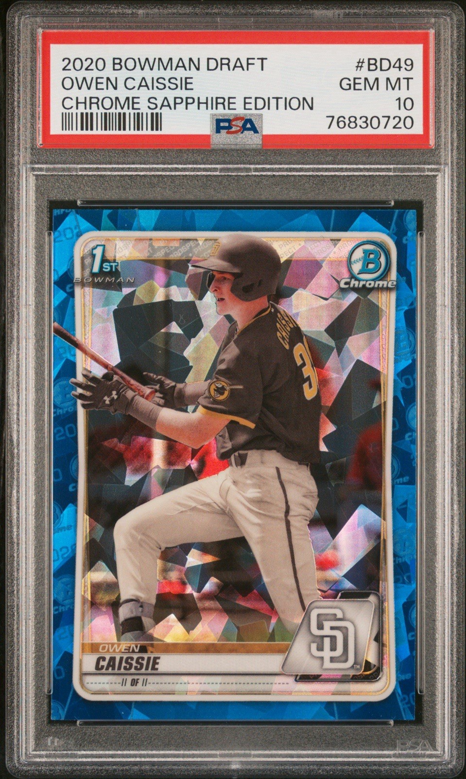 2020 Bowman Draft Chrome Sapphire Edition Owen Caissie #BD49 PSA 10
