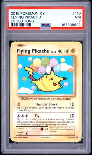 2016 POKEMON XY EVOLUTIONS #110 FLYING PIKACHU PSA 7