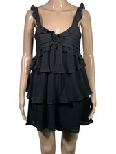 MNG Little Black Dress Mini Layered Ruffle Holiday Cocktail Party Size XS