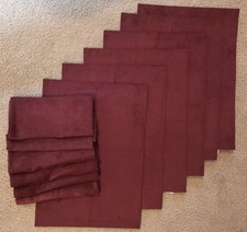 Pier 1 Faux Suede Burgundy Rust Red Set Of 6 Placemats  Napkins 18 in x 13 in