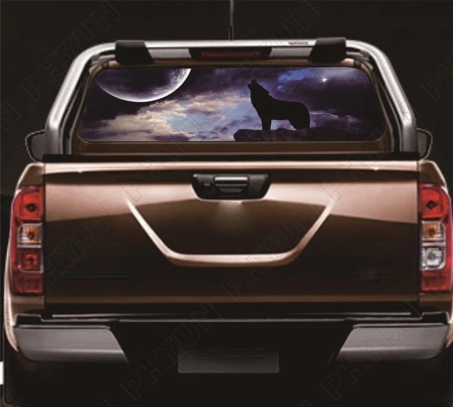 Calcomanía gráfica de tinte lateral ventana trasera Starry Sky & Wolf envoltura trasera para camioneta SUV Foto 4 de 4
