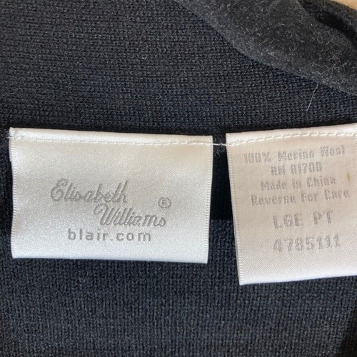 Blair Merino Wool Cardigan Women L PT Black Open Front Minimalist Mature Casual - Picture 2 of 8