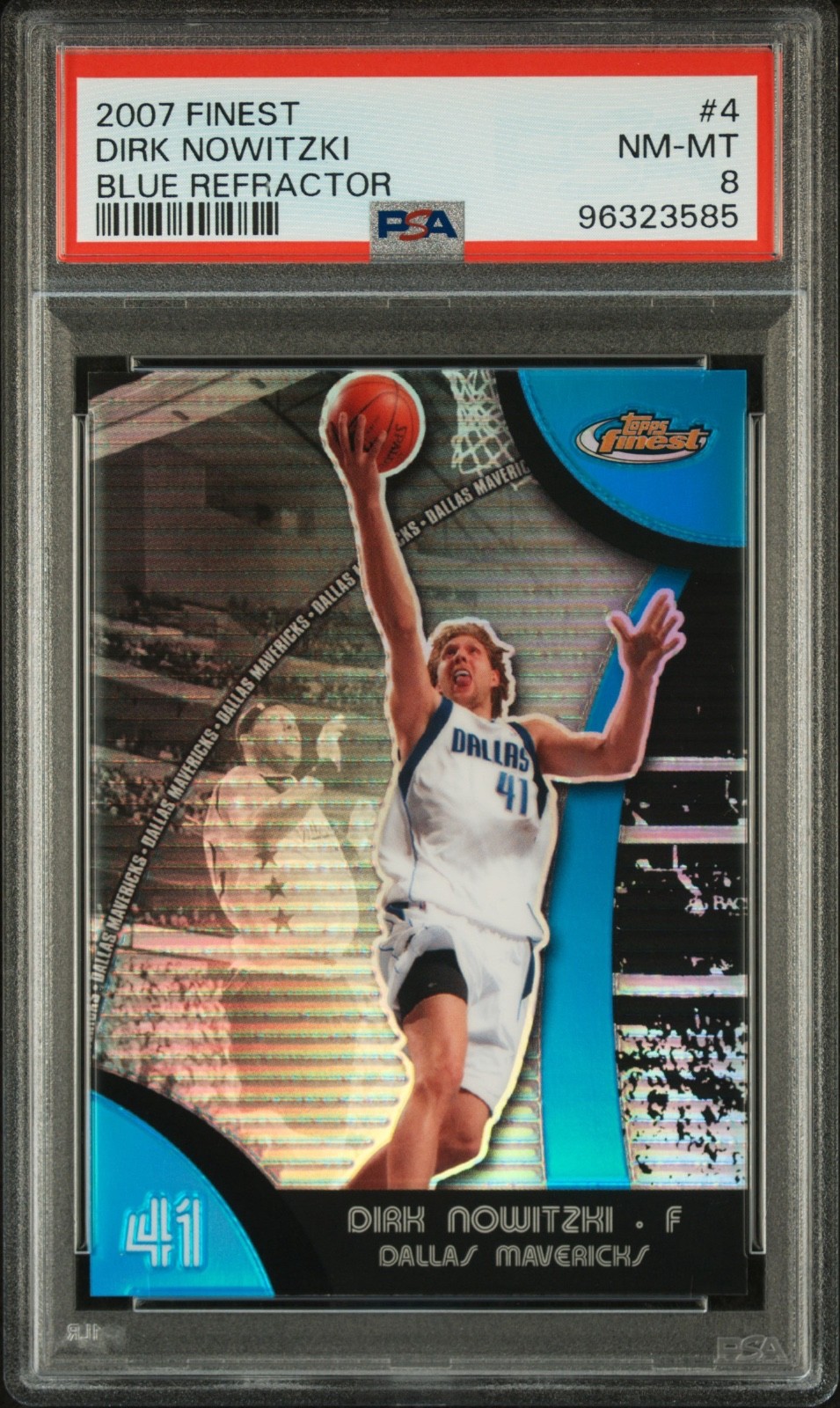 DIRK NOWITZKI 2007-08 Topps Finest Blue Refractor 033/199 PSA 8 NM-MT (Pop 3)