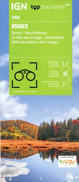88 Vosges | 1:100000 | FranzöSisch | (Land-)Karte | IGN Top 100 DéPartemental-image