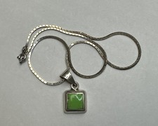925 Sterling Silver Green Turquoise Pendant Necklace