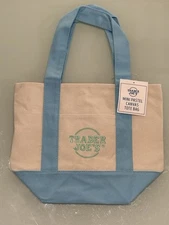 Blue Pastel Trader Joe's mini canvas tote bag