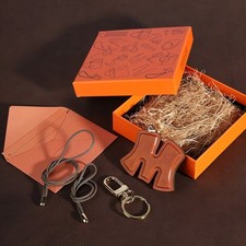 Initial Keychain 24K Gold-Plated Hardware Italian Leather Ladies Handbag Charm