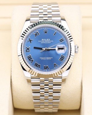Rolex Datejust 41 Blue Roman Dial Jubilee Fluted Bezel 126334