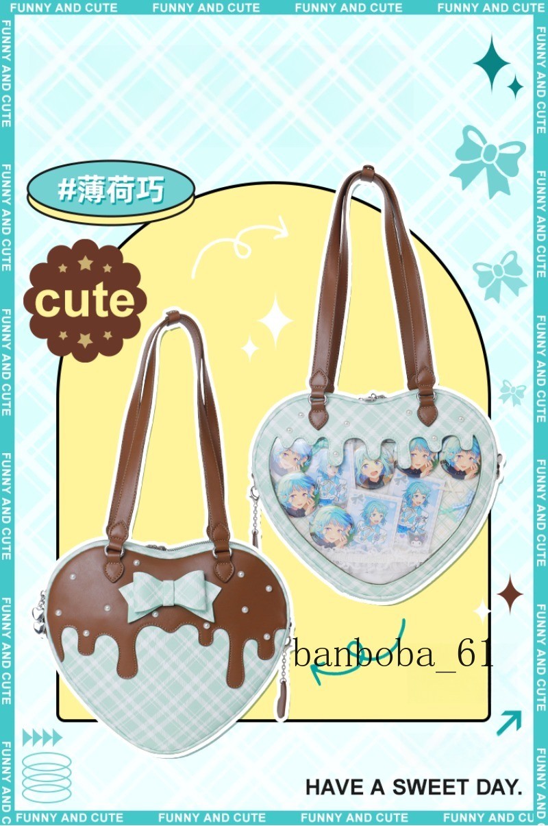 Itabag Crossbody Bag PU Transparent Handbag Heart Shaped Tote Lolita Girl Gifts