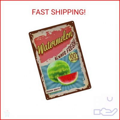 TREEPERI Vintage Watermelon Tin Sign - Fruit Metal Sign - Retro Decorative Sign 