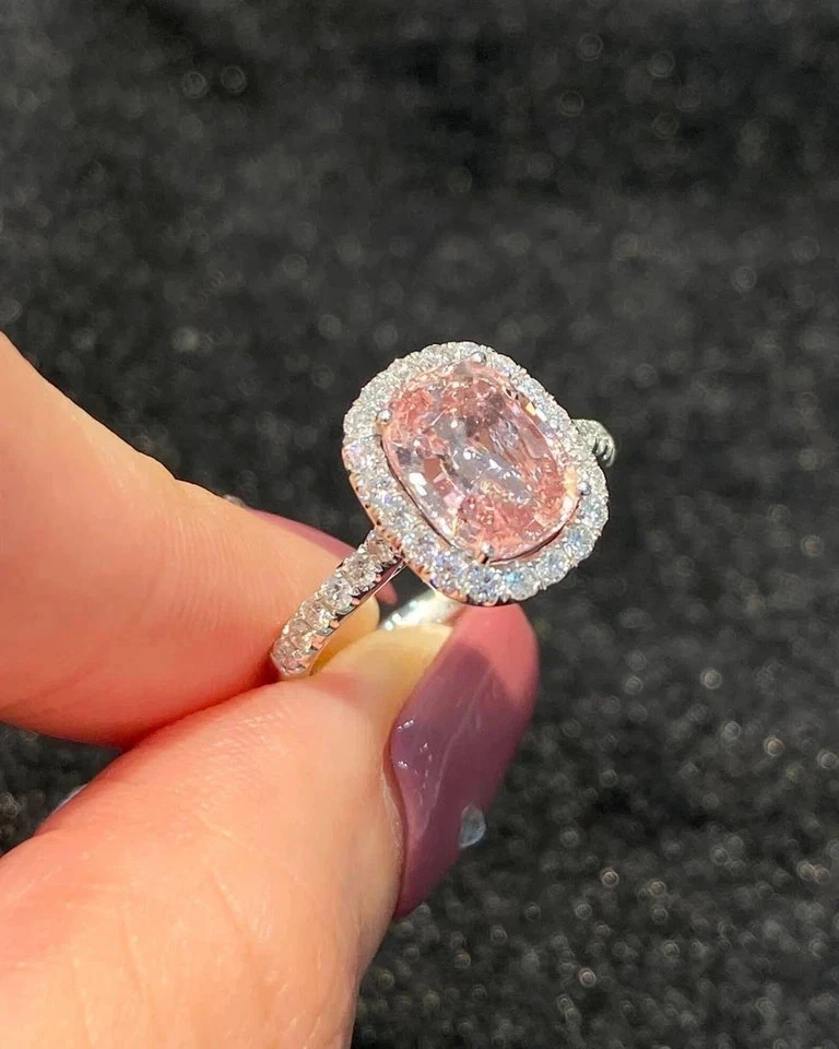 4.80 Ct Oval Cut Natural Pink Tourmaline Diamond Engagement Ring 18K White Gold - Image 2 of 4