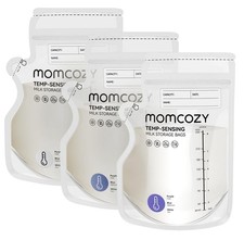 Breastmilk Storage Bags 8oz, 200 Count, Temp-Sensing, Leak-Proof, Self-Standing