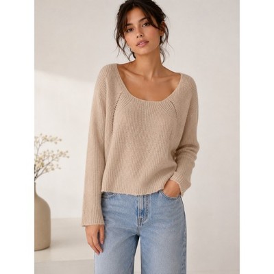 La Petite Etoile Paris Sweater Womens L Tan Wool Mohair  Parisian Lightweight