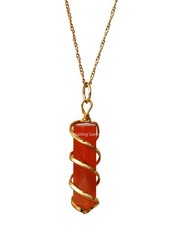 Carnelian Necklace for Women, Real Carnelian Crystal Gold Wrapped Point Combo P