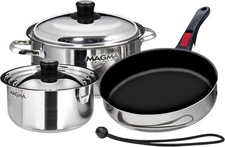 Magma 7 Piece Gourmet Nesting Stainless Steel Cookware Set w/ Ceramic Non-Stick
