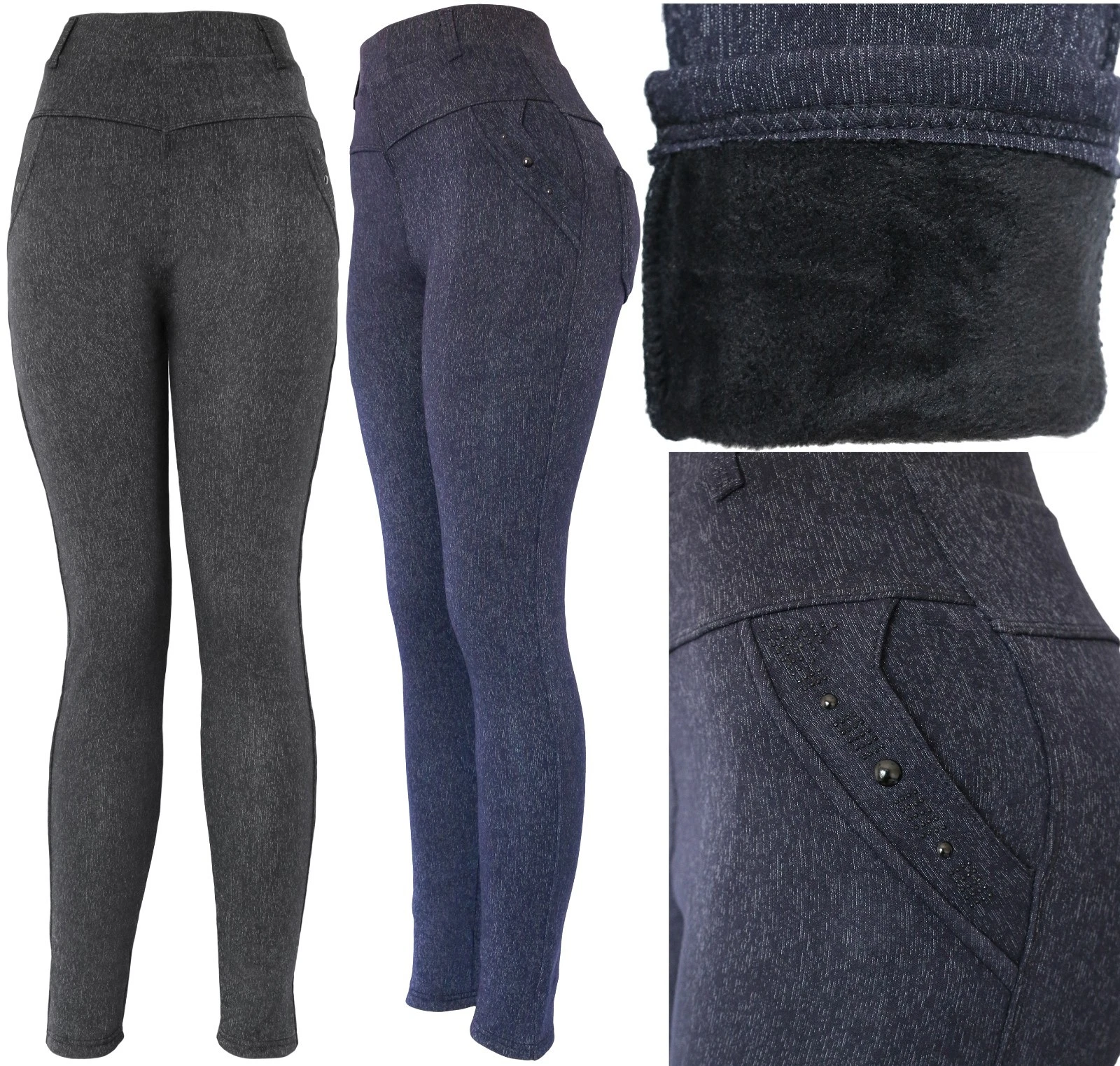 Women's Warm Fleece Fur Lined Winter Thick Pants Classic Look Dress Cozy Pants