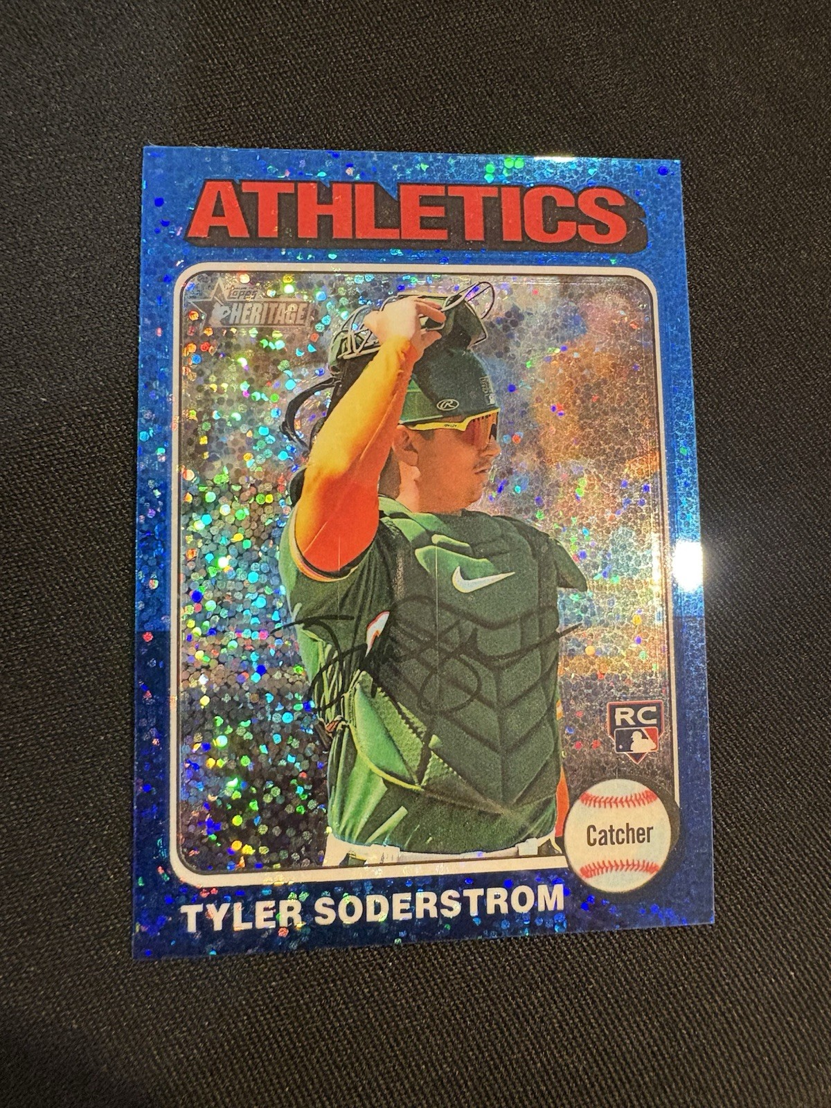 2024 Topps Heritage Chrome Tyler Soderstrom Blue Sparkle Refractor RC! Oakland
