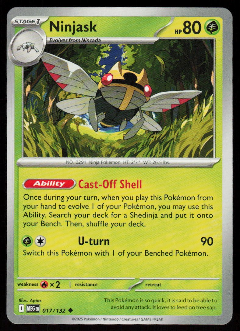 Ninjask 017/132 Uncommon Mega Evolution Pokemon Near Mint